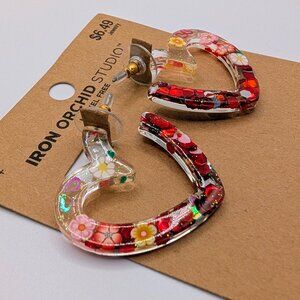Iron Orchid Studio - Resin Heart Shape Earrings - NWT